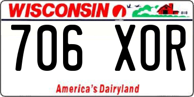 WI license plate 706XOR