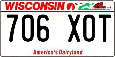 WI license plate 706XOT