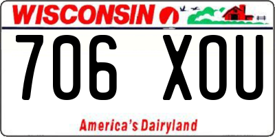 WI license plate 706XOU