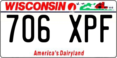 WI license plate 706XPF