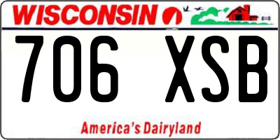 WI license plate 706XSB