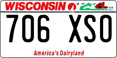 WI license plate 706XSO