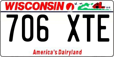 WI license plate 706XTE