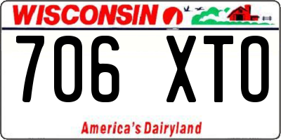WI license plate 706XTO