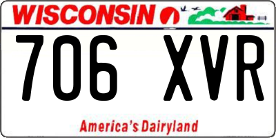 WI license plate 706XVR