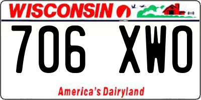 WI license plate 706XWO