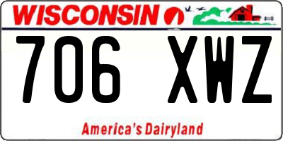 WI license plate 706XWZ