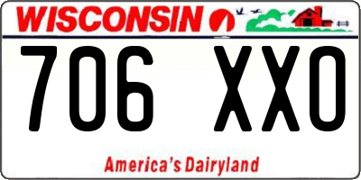 WI license plate 706XXO