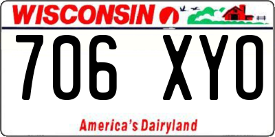 WI license plate 706XYO