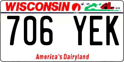 WI license plate 706YEK