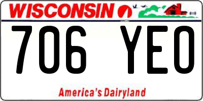 WI license plate 706YEO