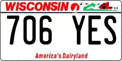 WI license plate 706YES