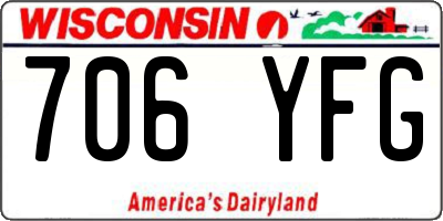 WI license plate 706YFG