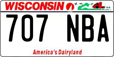 WI license plate 707NBA