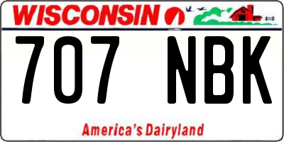 WI license plate 707NBK