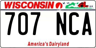 WI license plate 707NCA