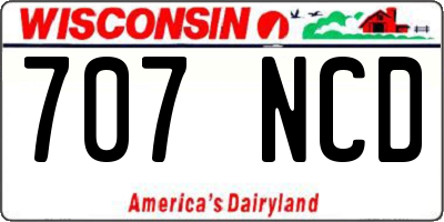 WI license plate 707NCD