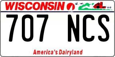 WI license plate 707NCS