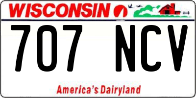WI license plate 707NCV
