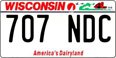 WI license plate 707NDC