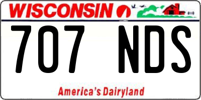 WI license plate 707NDS