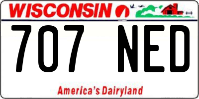 WI license plate 707NED