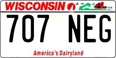 WI license plate 707NEG