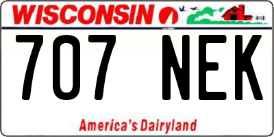 WI license plate 707NEK