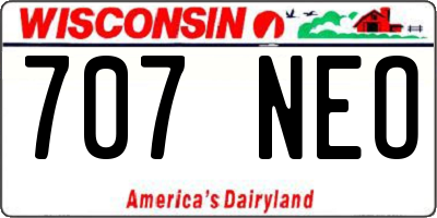 WI license plate 707NEO