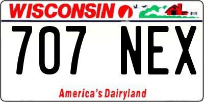 WI license plate 707NEX
