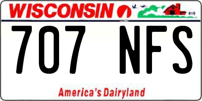 WI license plate 707NFS