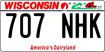 WI license plate 707NHK