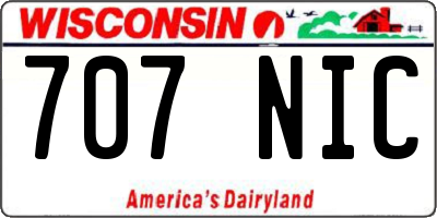 WI license plate 707NIC