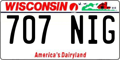 WI license plate 707NIG