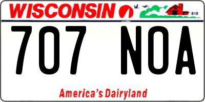 WI license plate 707NOA
