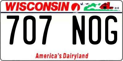 WI license plate 707NOG