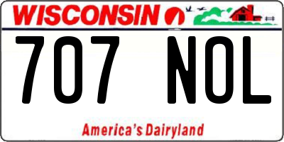 WI license plate 707NOL