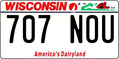 WI license plate 707NOU
