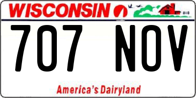 WI license plate 707NOV