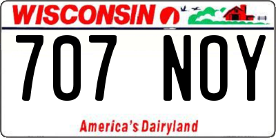 WI license plate 707NOY
