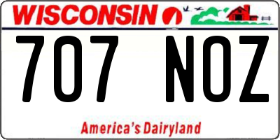 WI license plate 707NOZ