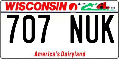 WI license plate 707NUK