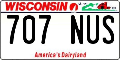 WI license plate 707NUS