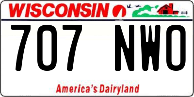 WI license plate 707NWO