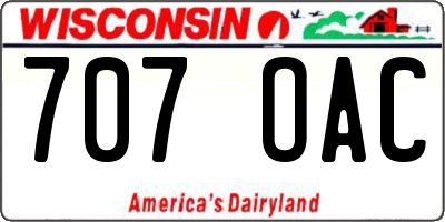 WI license plate 707OAC