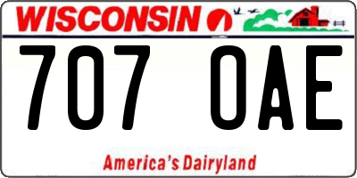 WI license plate 707OAE