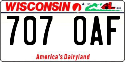 WI license plate 707OAF