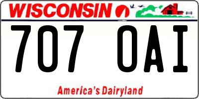 WI license plate 707OAI