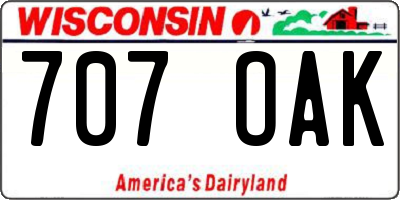 WI license plate 707OAK