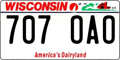 WI license plate 707OAO